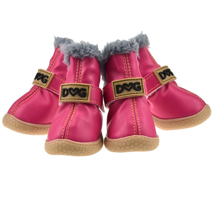 4-Pack Winter Dog Boots. Waterproof, Warm & Non-Slip