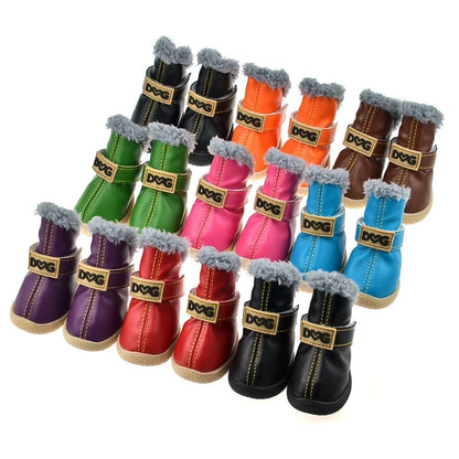 4-Pack Winter Dog Boots. Waterproof, Warm & Non-Slip