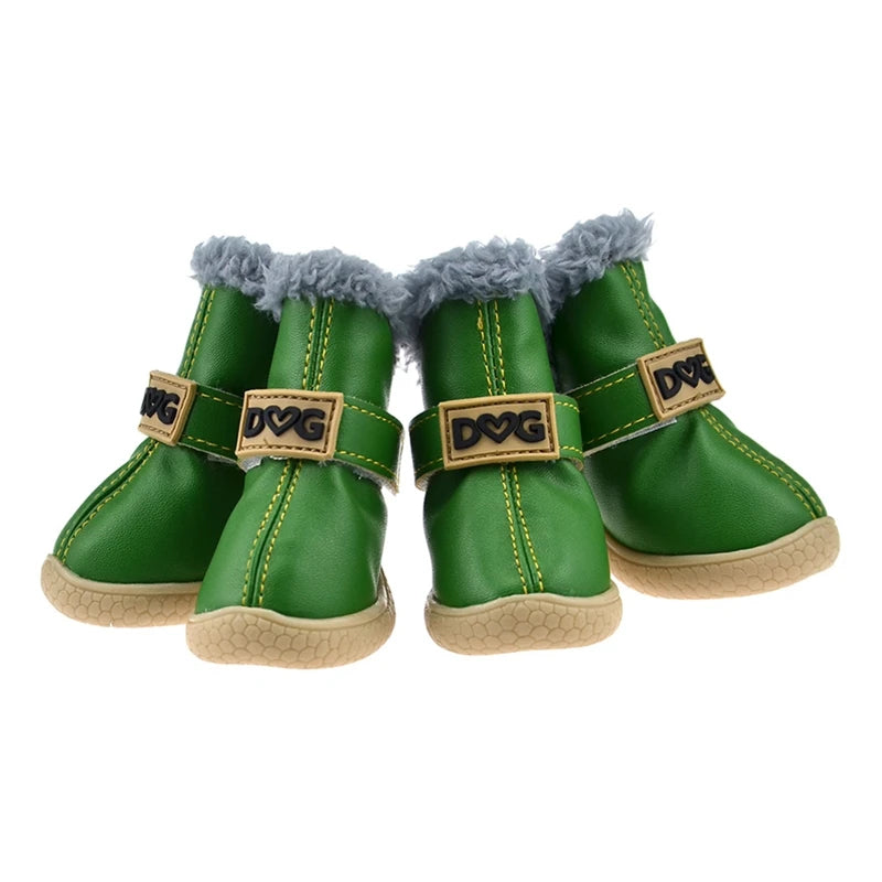 4-Pack Winter Dog Boots. Waterproof, Warm & Non-Slip