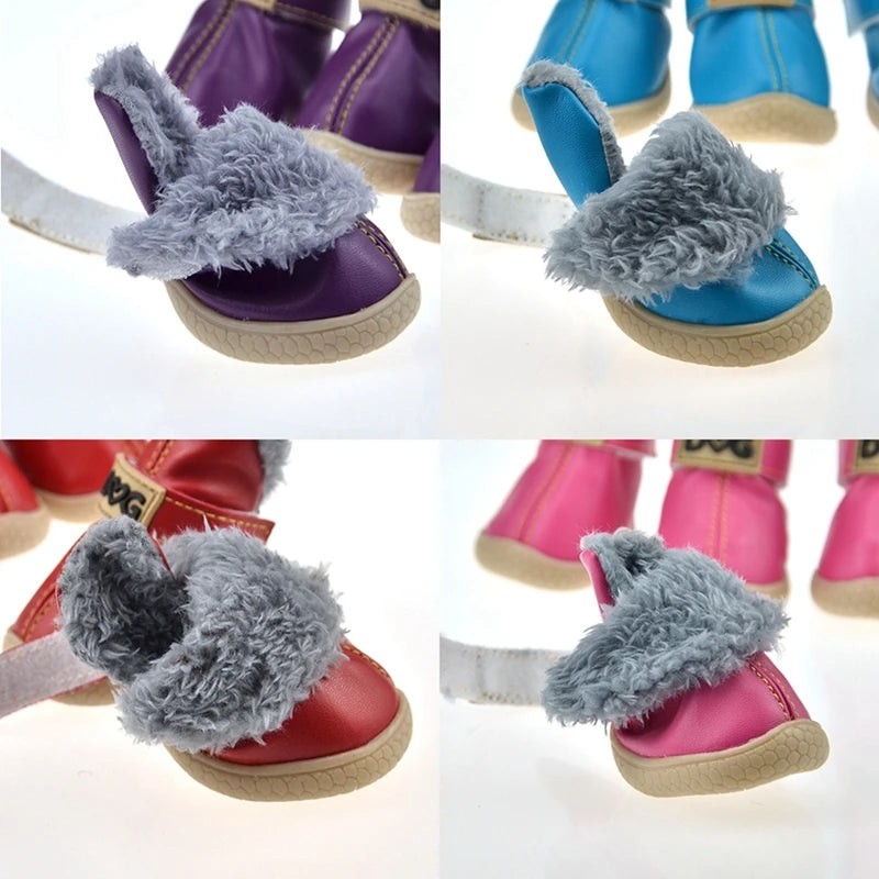 4-Pack Winter Dog Boots. Waterproof, Warm & Non-Slip