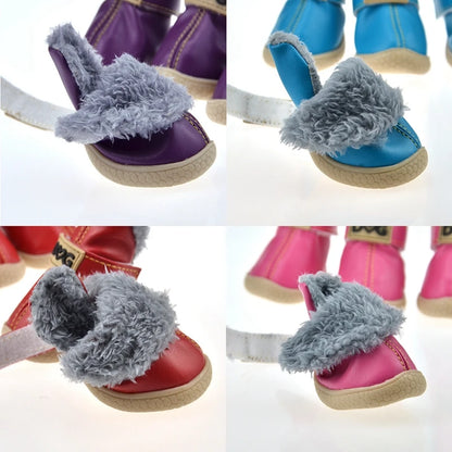 4-Pack Winter Dog Boots. Waterproof, Warm & Non-Slip