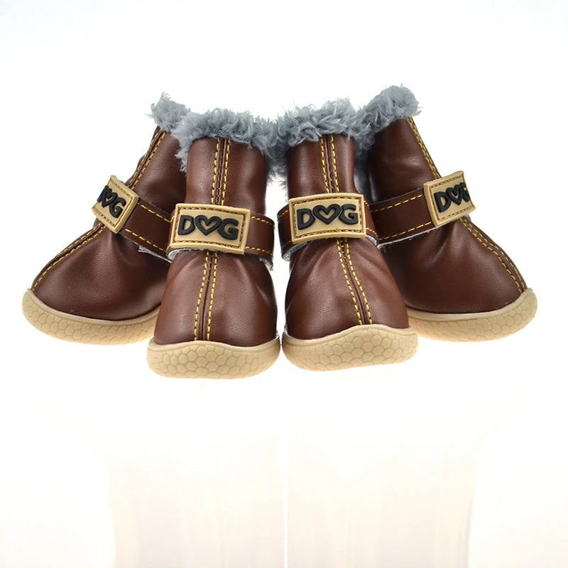 4-Pack Winter Dog Boots. Waterproof, Warm & Non-Slip