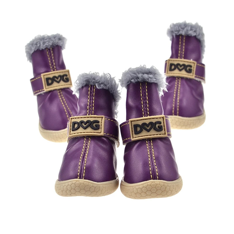 4-Pack Winter Dog Boots. Waterproof, Warm & Non-Slip