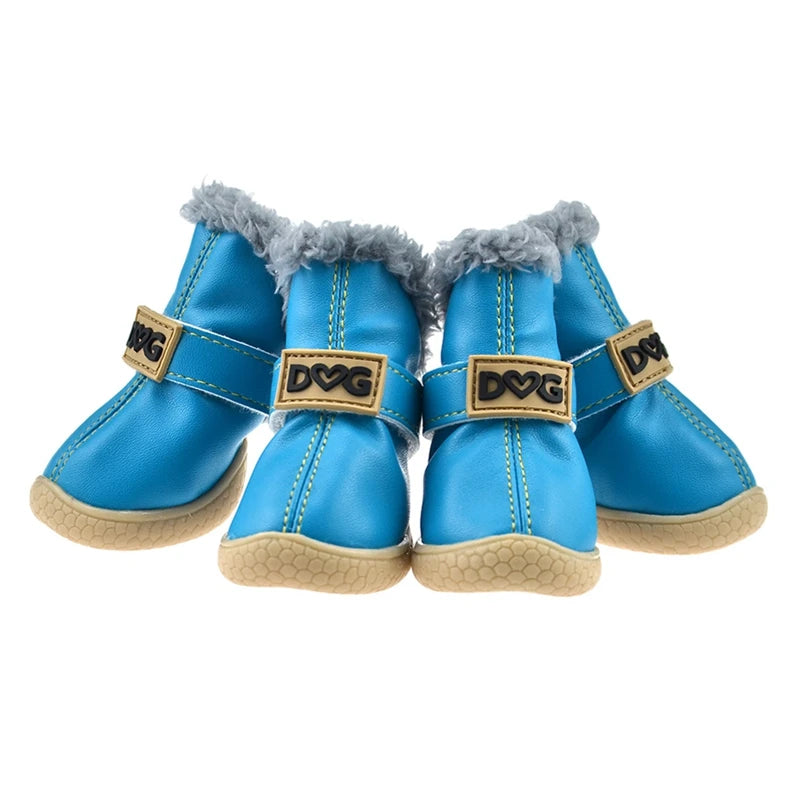 4-Pack Winter Dog Boots. Waterproof, Warm & Non-Slip
