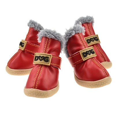 4-Pack Winter Dog Boots. Waterproof, Warm & Non-Slip
