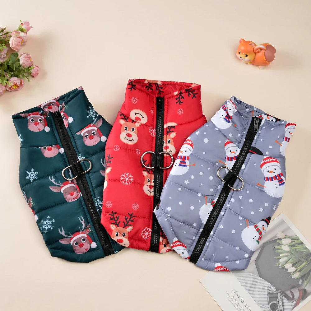 Cozy Christmas Design Winter Jacket for Your Furry Companion