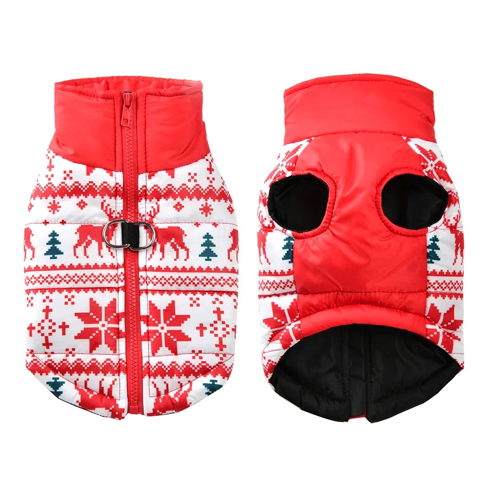 Cozy Christmas Design Winter Jacket for Your Furry Companion