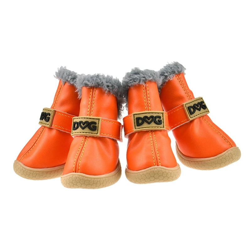 4-Pack Winter Dog Boots. Waterproof, Warm & Non-Slip