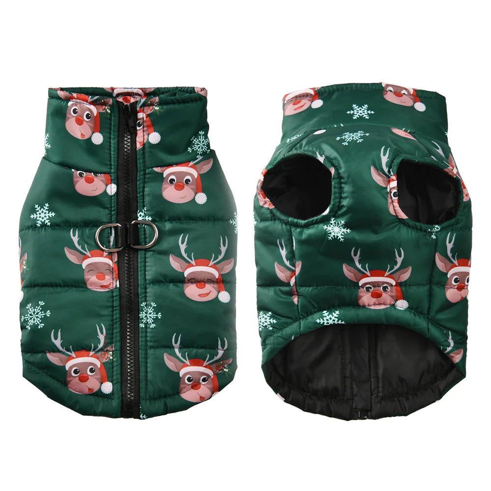 Cozy Christmas Design Winter Jacket for Your Furry Companion
