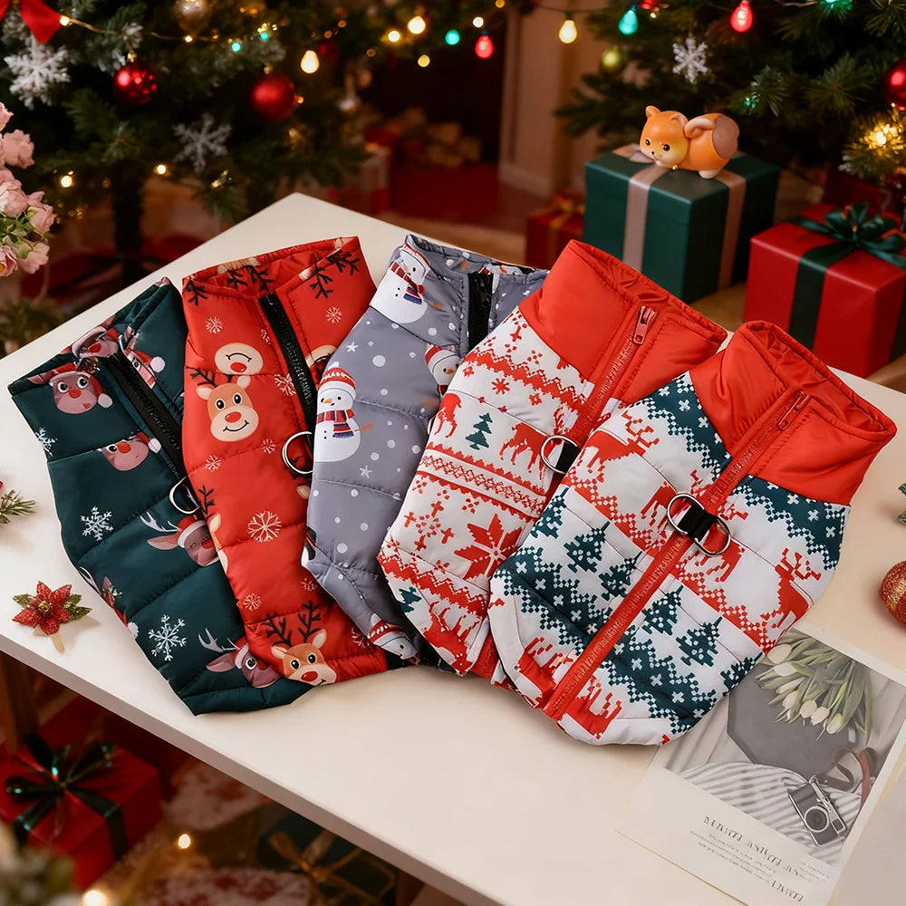 Cozy Christmas Design Winter Jacket for Your Furry Companion