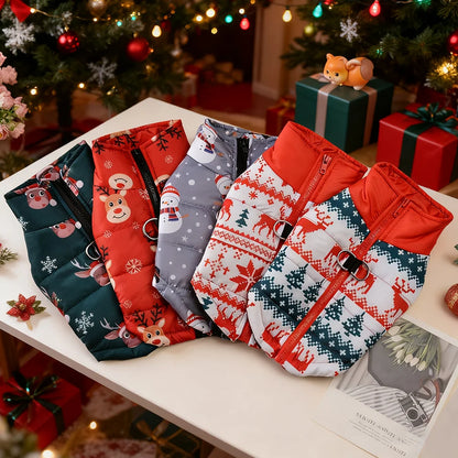Cozy Christmas Design Winter Jacket for Your Furry Companion